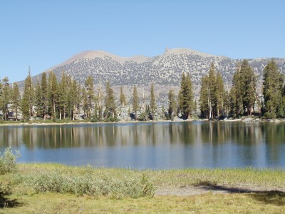 Looking across Shadow Lake toward mountains within a few miles of it